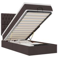 Османска легло с матрак и LED, тъмнокафяво, 80x200 см, плат