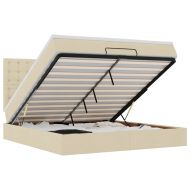 Османска легло с матрак и LED, кремаво, 180x200 см, плат