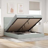 Османска легло с матраци и LED, светлосиво, 200x200 см, кадифе