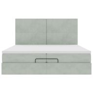 Османска легло с матраци и LED, светлосиво, 200x200 см, кадифе