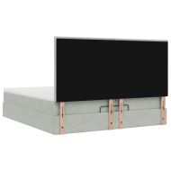 Османска легло с матраци и LED, светлосиво, 200x200 см, кадифе