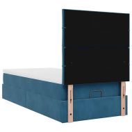 Османска легло с матраци и LED, тъмносиньо, 80x200 см, кадифе
