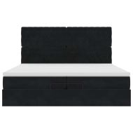Османска легло с матраци и LED, черно, 200x200 см, кадифе