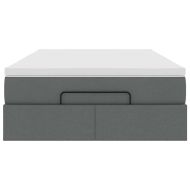 Османска легло с матрак, тъмносиво, 120x190 см, плат