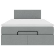 Османска легло с матрак, светлосиво, 120x190 см, плат