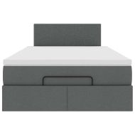 Османска легло с матрак, тъмносиво, 120x190 см, плат