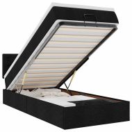 Османска легло с матрак, черно, 80x200 см, плат