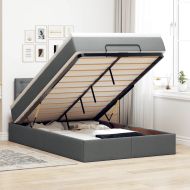 Османска легло с матрак, тъмносиво, 120x190 см, плат