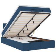 Османска легло с матрак и LED, синьо, 120x190 см, плат