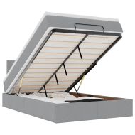 Османска легло с матрак и LED, светлосиво, 120x190 см, плат