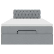 Османска легло с матрак и LED, светлосиво, 120x190 см, плат