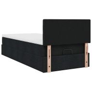 Османска легло с матрак и LED, черно, 80x200 см, плат