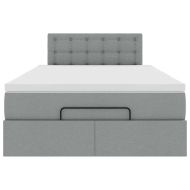 Османска легло с матрак и LED, светлосиво, 120x190 см, плат