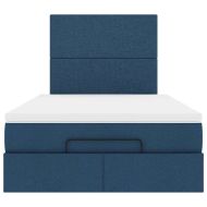 Османска легло с матрак, синьо, 120x190 см, плат