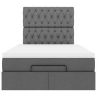 Османска легло с матрак, тъмносиво, 120x190 см, плат