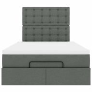 Османска легло с матрак, тъмносиво, 120x190 см, плат