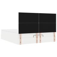 Османска легло с матраци&LED, бяло, 200x200 см, изкуствена кожа