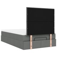 Османска легло с матрак и LED, тъмносиво, 120x190 см, плат