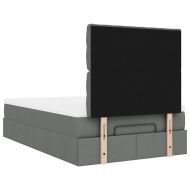 Османска легло с матрак и LED, тъмносиво, 120x190 см, плат