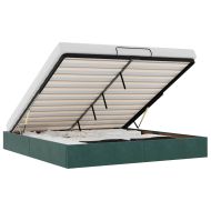 Рамка за легло с османи без матрак Тъмнозелено 200x200cm Кадифе