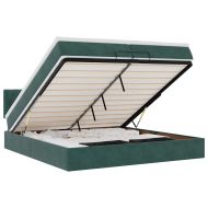 Османска легло с матраци и LED, тъмнозелено, 200x200 см, кадифе