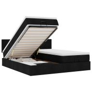 Османска легло с матраци и LED, черно, 160x200 см, плат
