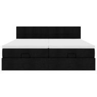 Османска легло с матраци и LED, черно, 160x200 см, плат