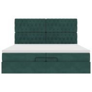 Османска легло с матраци, тъмнозелено, 200x200 см, кадифе