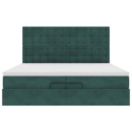 Османска легло с матраци, тъмнозелено, 200x200 см, кадифе