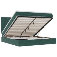 Османска легло с матраци и LED, тъмнозелено, 200x200 см, кадифе