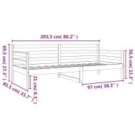 Дневно легло без матрак, бял, 80x200 см, борово дърво масив