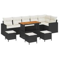 Градински Софа Комплект 12 pcs Черен и кремав полиратан