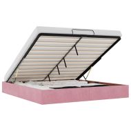 Рамка за легло с османи без матрак Розово 200x200 cm Кадифе