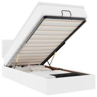 Османска легло с матрак&LED чисто бяло 90x200см изкуствена кожа