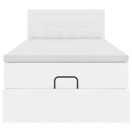 Османска легло с матрак&LED чисто бяло 90x200см изкуствена кожа