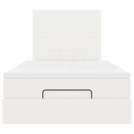 Османска легло с матрак, бяло, 120x190 см, изкуствена кожа