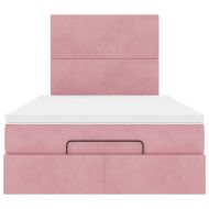 Османска легло с матраци, розово, 120x190 см, кадифе