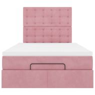 Османска легло с матраци, розово, 120x190 см, кадифе