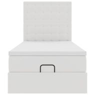Османска легло с матрак&LED, бяло, 90x200 см, изкуствена кожа