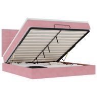 Османска легло с матраци и LED, розово, 200x200 см, кадифе