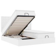 Османска легло с матраци&LED, бяло, 180x200 см, изкуствена кожа