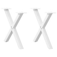 Крака за масичка за кафе, X-образни, 2 бр., бели, 50 x (42-43) см, стомана