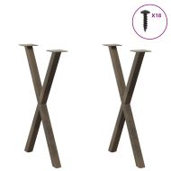 Крака за трапезна маса, X-образни, 2 бр., естествена стомана, 50 x (72-73) см, стомана