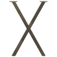 Крака за трапезна маса, X-образни, 2 бр., естествена стомана, 50 x (72-73) см, стомана