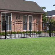 Оградна порта Kampen с връх, черна, 394,5x125 см, стомана