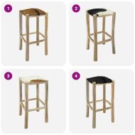 Бар табуретка, козя кожа и тиково дърво масив