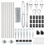 Стълб за ограда. Сребрист 10 x 0,4 м (60 x 60 мм мрежа) Стомана