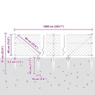 Стълб за ограда. Сребрист 10 x 0,4 м (60 x 60 мм мрежа) Стомана