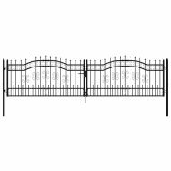 Оградна порта KAMPEN с връх тип копие, черна, 394,5x100 см, стомана