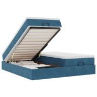 Османска легло с матраци, тъмносиньо, 160x200 см, кадифе